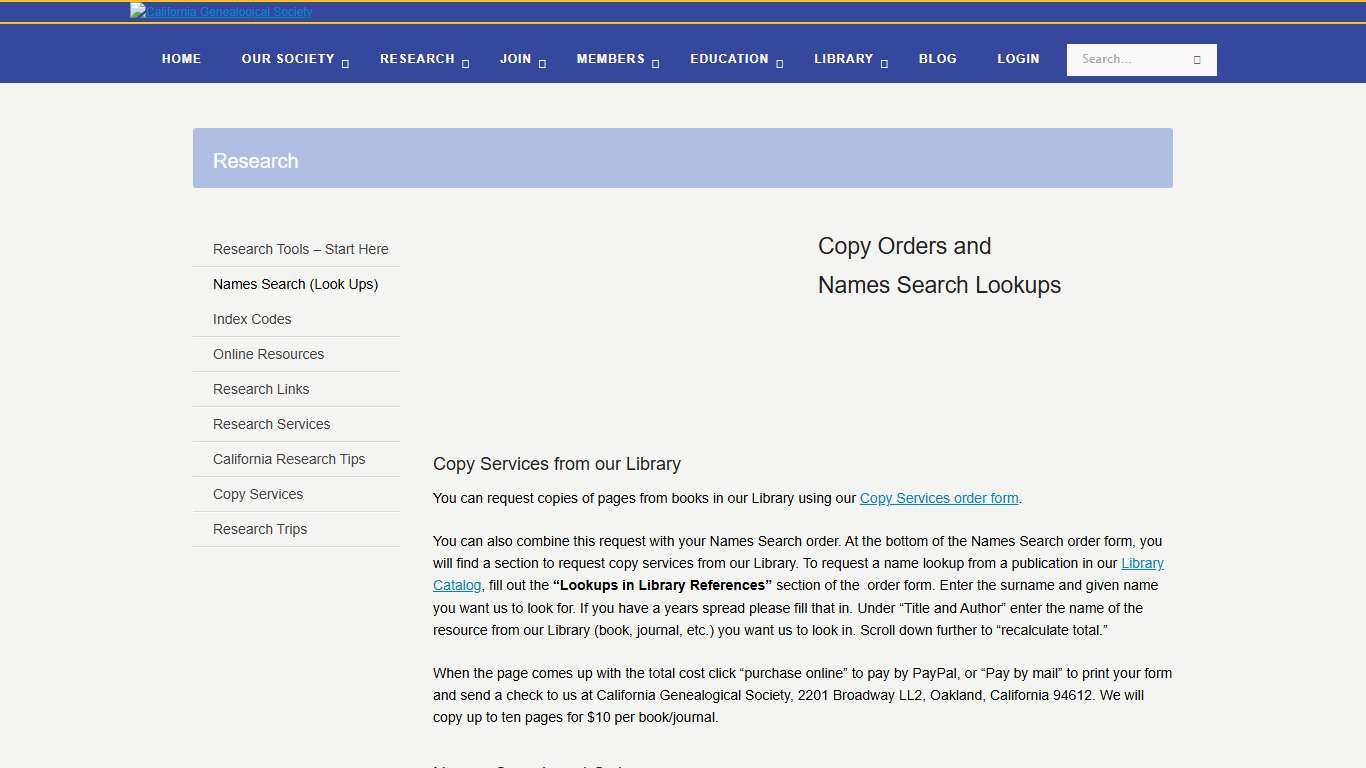 Names Search (Look Ups) | California Genealogical Society