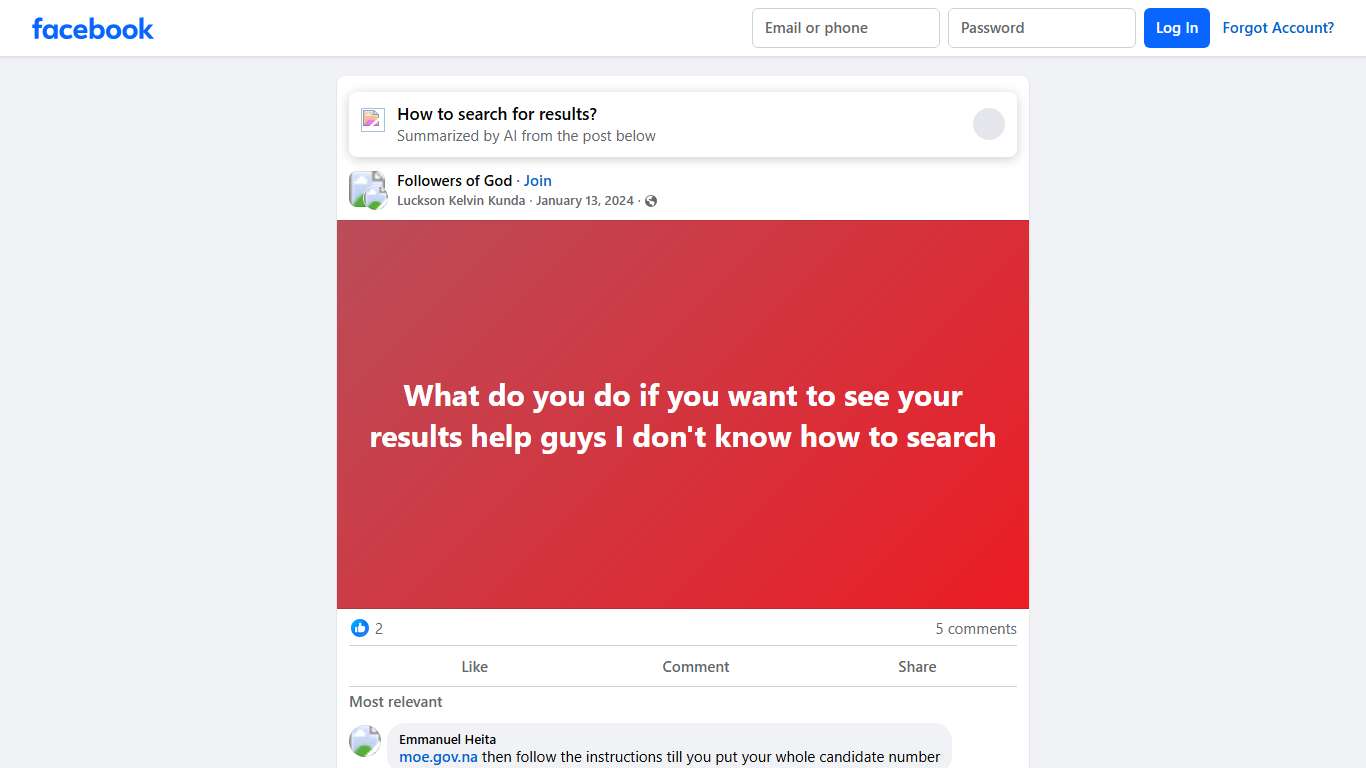 Followers of God | What do you do if you want to see your results help guys I don't know how to search | Facebook